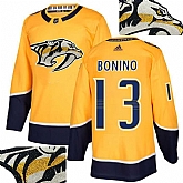Predators #13 Bonino Gold With Special Glittery Logo Adidas Jersey,baseball caps,new era cap wholesale,wholesale hats